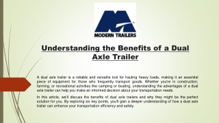 understanding the benefits of a dual axle trailer