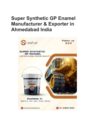 Super Synthetic GP Enamel Manufacturer & Exporter in Ahmedabad India