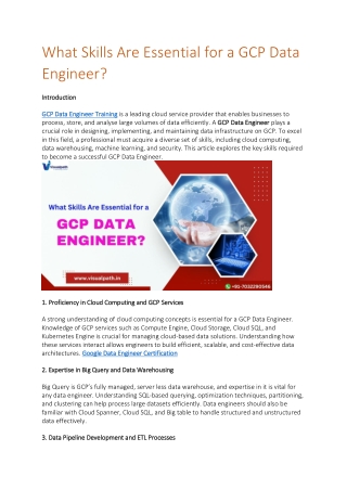 what skills are essential for a gcp data engineer