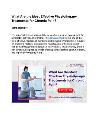What Are the Most Effective Physiotherapy Treatments for Chronic Pain_