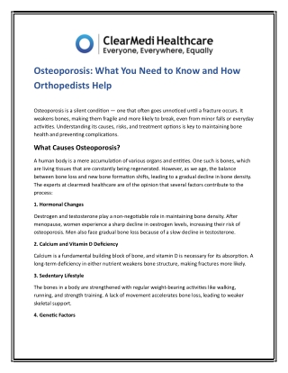 Osteoporosis What You Need to Know and How Orthopedists Help