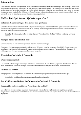 Les Coffrets en Bois et la Culture du Cocktail à Domicile