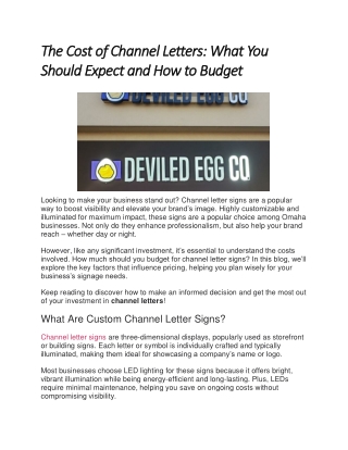the cost of channel letters what you the cost