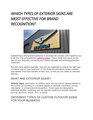 WHICH TYPES OF EXTERIOR SIGNS ARE MOST EFFECTIVE FOR BRAND RECOGNITION
