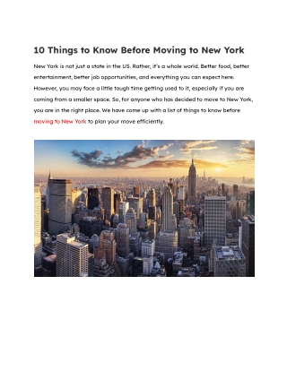 10 Things to Know Before Moving to New York