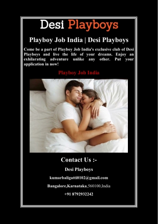 Playboy Job India | Desi Playboys