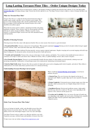 Long-Lasting Terrazzo Floor Tiles – Order Unique Designs Today