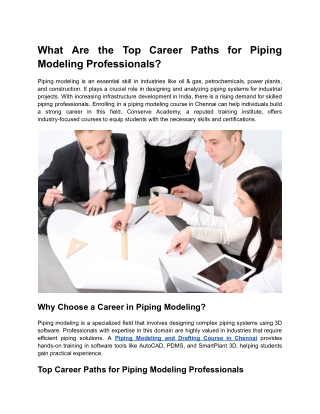 What Are the Top Career Paths for Piping Modeling Professionals