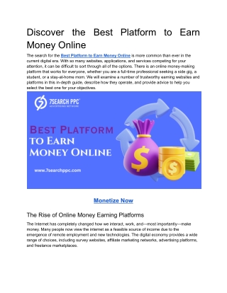 Discover the Best Platform to Earn Money Online