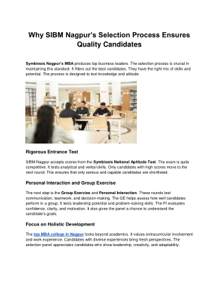 SIBM Nagpur- Why SIBM Nagpur’s Selection Process Ensures Quality Candidates