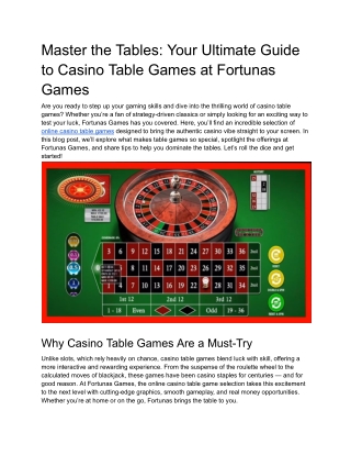 master the tables your ultimate guide to casino