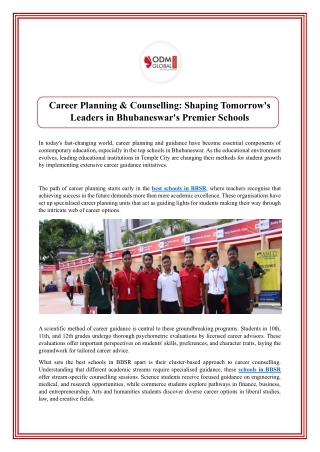 Career Planning & Counselling Shaping Tomorrow's Leaders in Bhubaneswar's Premier Schools