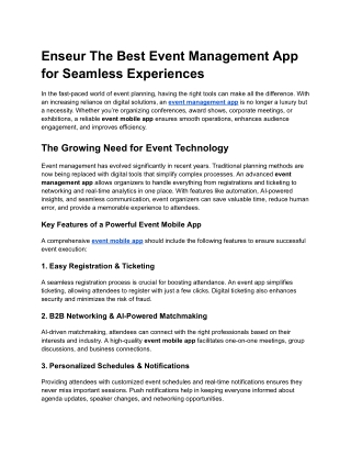Enseur The Best Event Management App for Seamless Experiences