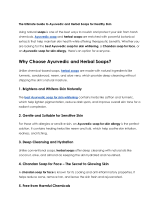 The Ultimate Guide to Ayurvedic and Herbal Soaps for Healthy Skin