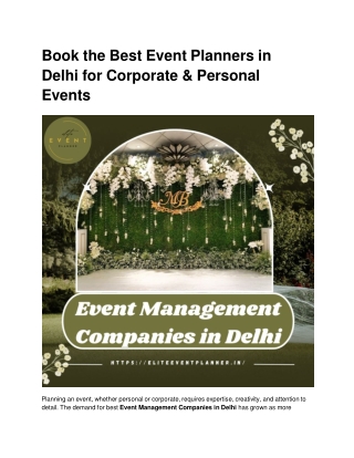 Book the Best Event Planners in Delhi for Corporate & Personal Events