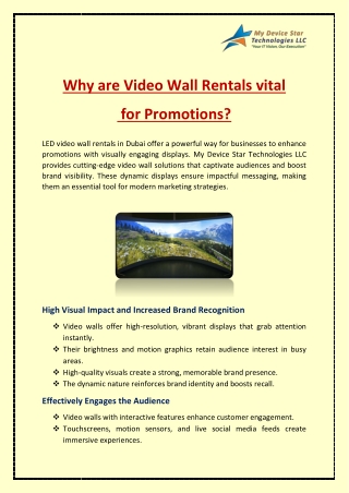 Why are Video Wall Rentals vital for Promotions?