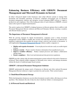Enhancing Business Efficiency with GBSKW Document Management and Microsoft Dynamics in Kuwait