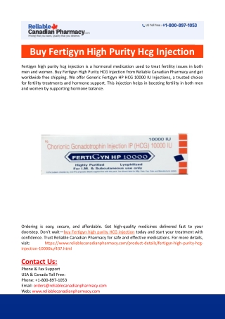 Buy Fertigyn High Purity Hcg Injection