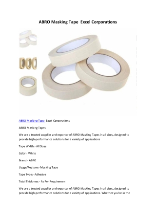 ABRO Masking Tape  Excel Corporations