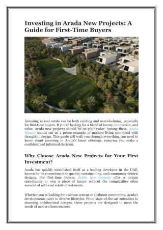 investing in arada new projects a guide for first