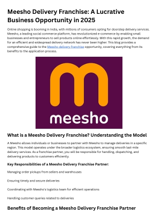 meesho delivery franchise a lucrative business