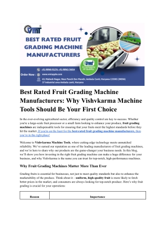 best rated fruit grading machine manufacturers