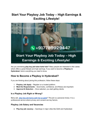 Start Your Playboy Job Today – High Earnings & Exciting Lifestyle