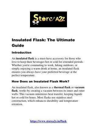 Insulated Flask – Keep Your Drinks Hot or Cold for Hours