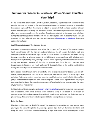 Desert Safari In Jaisalmer - Queen of Thar Desert Camp