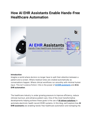 How AI EHR Assistants Enable Hands-Free Healthcare Automation
