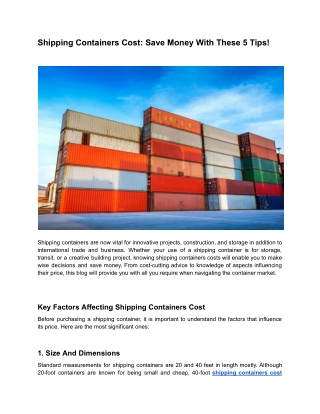 Shipping Containers Cost_ Save Money With These 5 Tips
