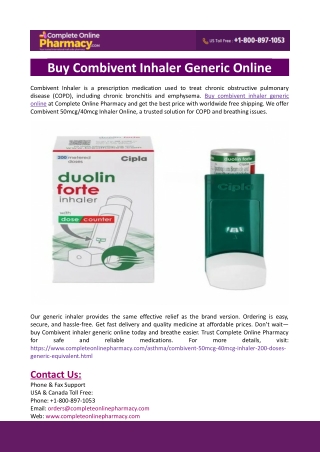 Buy Combivent Inhaler Generic Online