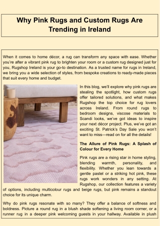 Why Pink Rugs and Custom Rugs Are Trending in Ireland
