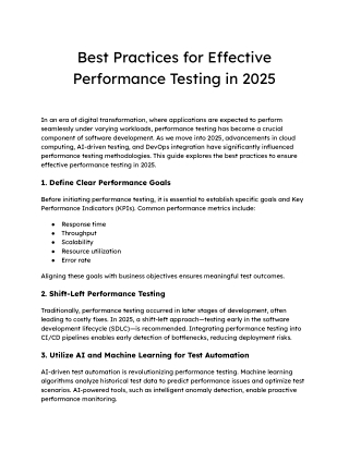 Best Practices for Effective Performance Testing in 2025