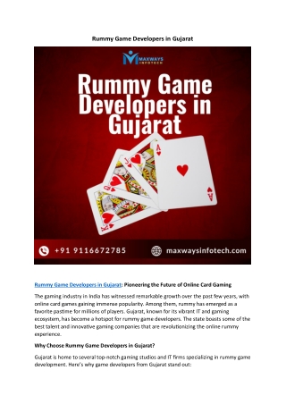 Rummy Game Developers in Gujarat