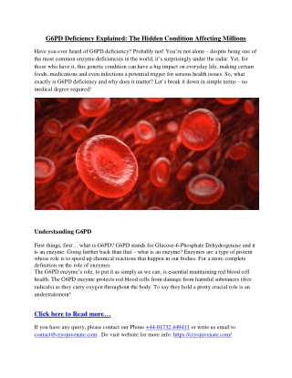 g6pd deficiency explained the hidden condition