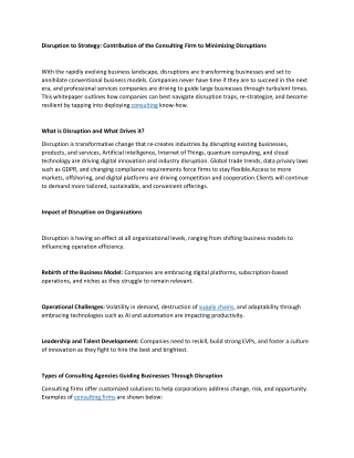 disruption to strategy contribution