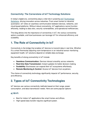 connectivity the cornerstone of iot technology