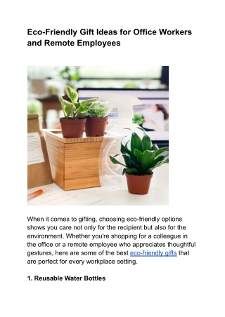 Eco-Friendly Gift Ideas for Office Workers and Remote Employees