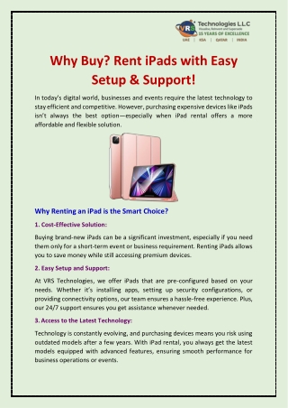 why buy rent ipads with easy setup support