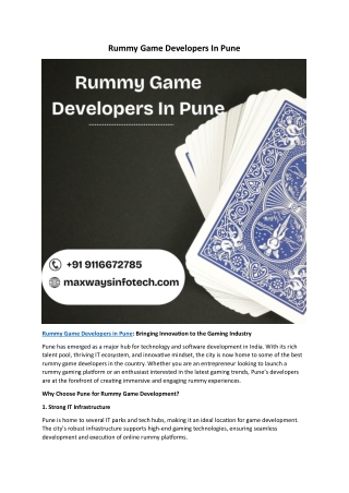 Rummy Game Developers In Pune