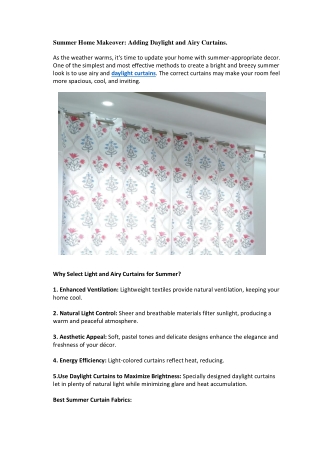 Summer Home Makeover  Adding Daylight and Airy Curtains.