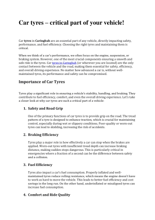Car tyres – critical part of your vehicle!