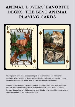 Animal Lovers’ Favorite Decks The Best Animal Playing Cards