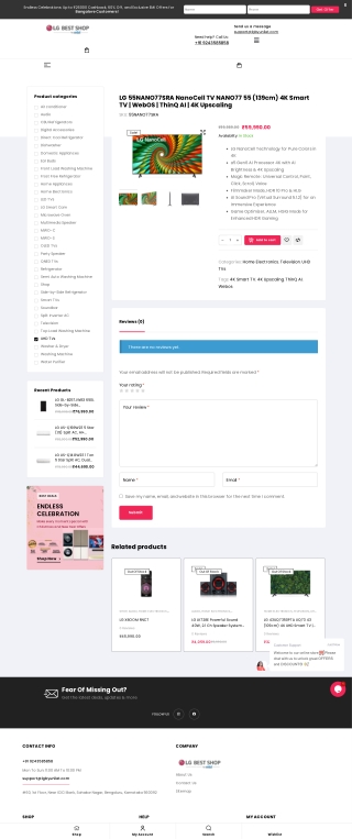 LG 55NANO77SRA 139 cm (55 inch) 4K Smart Nanocell TV - LGbyUnilet