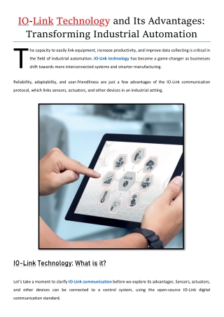 io link technology and its advantages