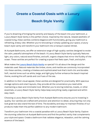 Create a Coastal Oasis with a Luxury Beach Style Vanity