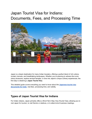 Japan Tourist Visa for Indians_ Documents, Fees, and Processing Time