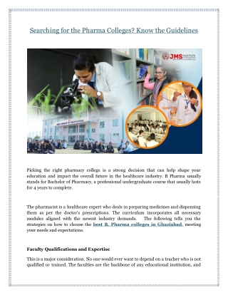 Searching for the Pharma Colleges? Know the Guidelines