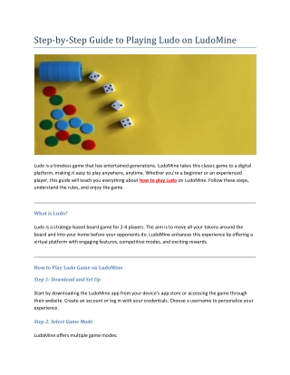 Steps-to-Guide to Play Ludo on LudoMine